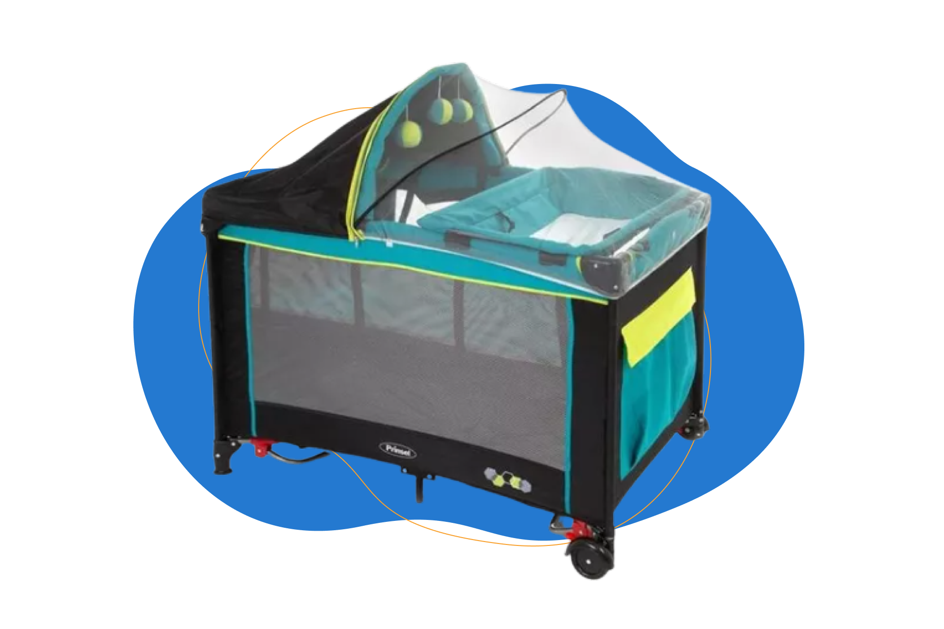 Cuna Viajera Prinsel Esmeralda Mecedora Azul