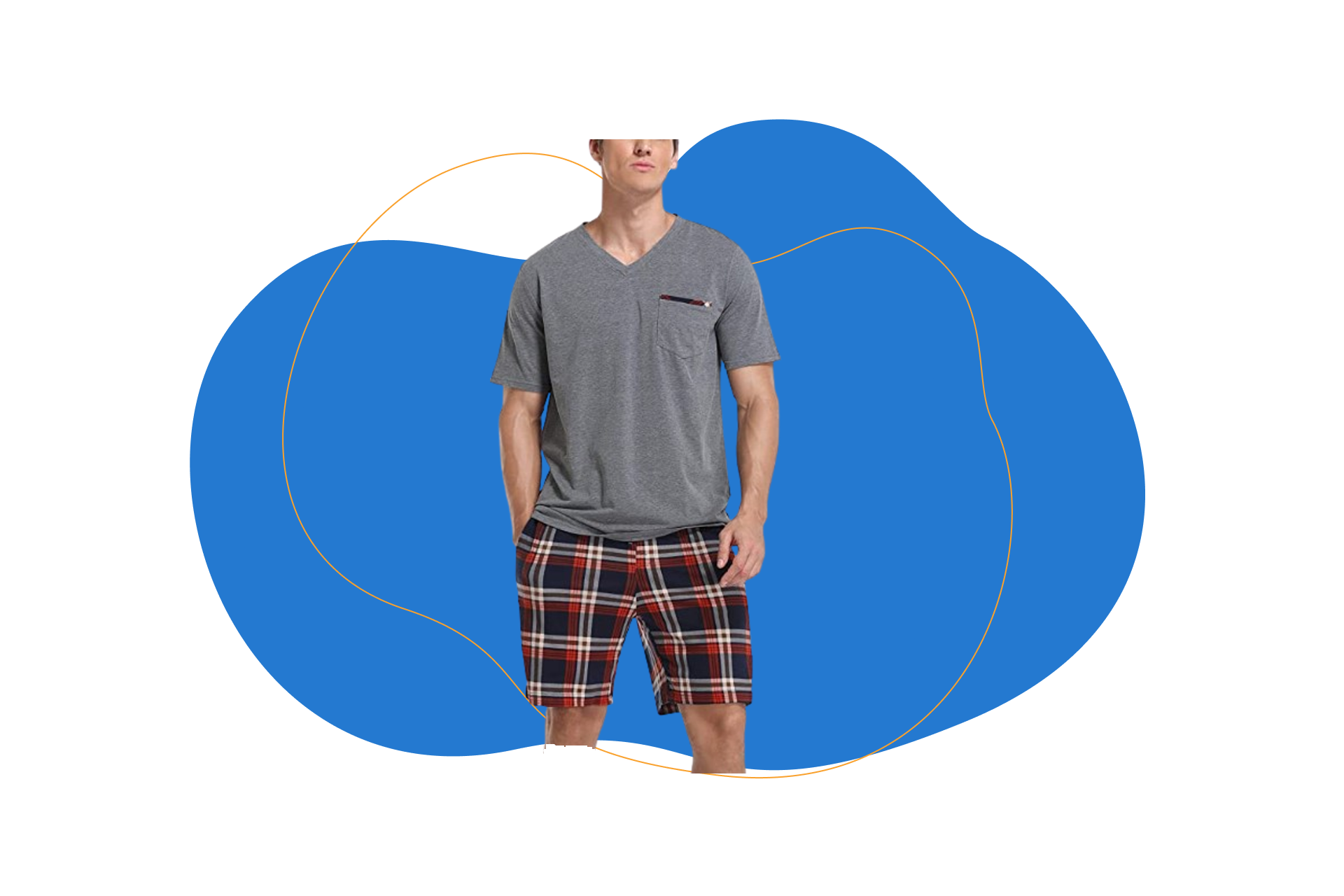 Pijama de hombre de verano de corte clásico