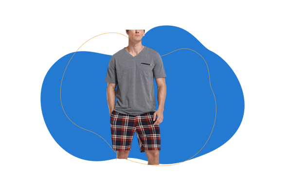 Pijama hombre pantalón franela. Algodón con cuello pico