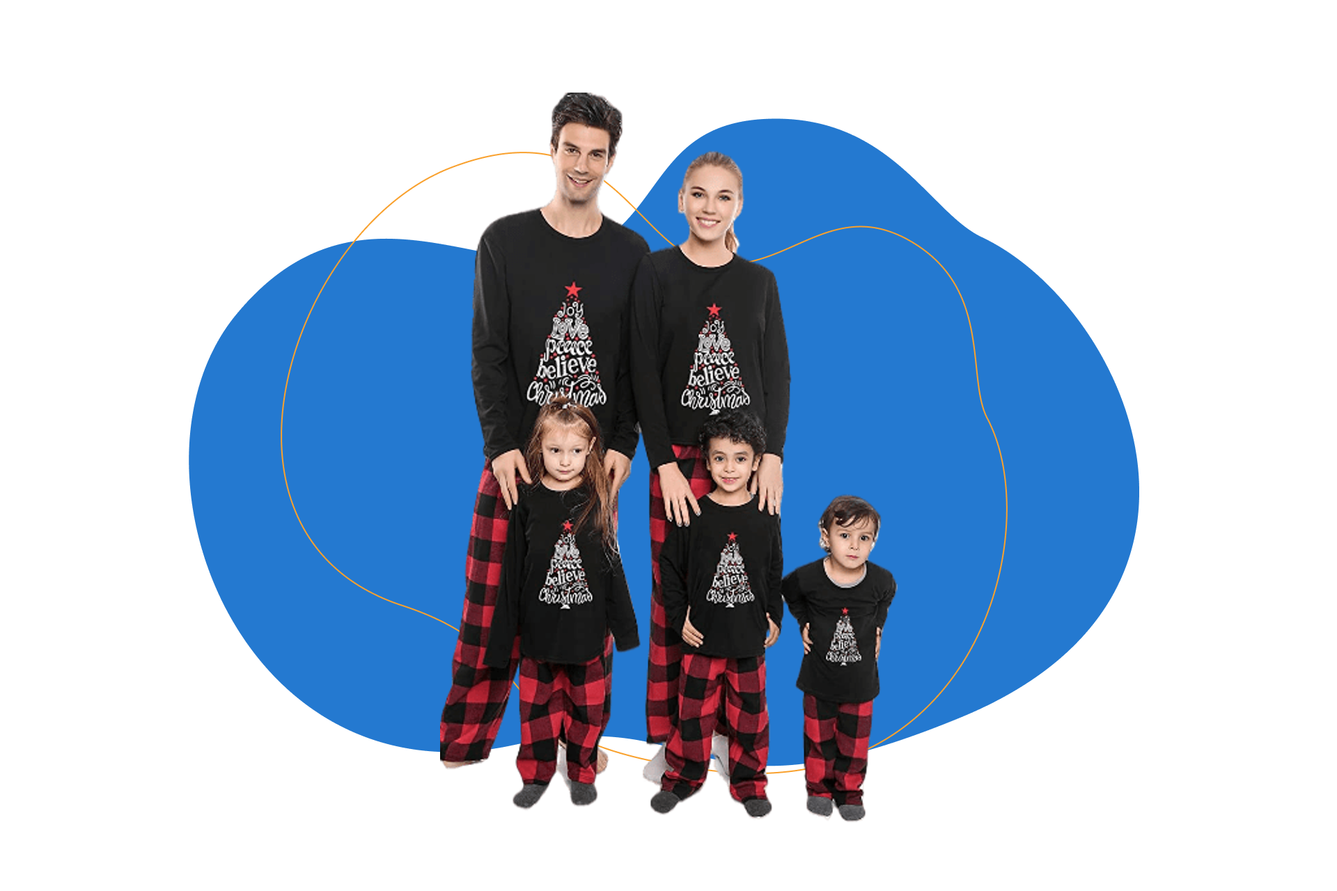 Pijama de Navidad a juego para toda la familia de HOOLRO